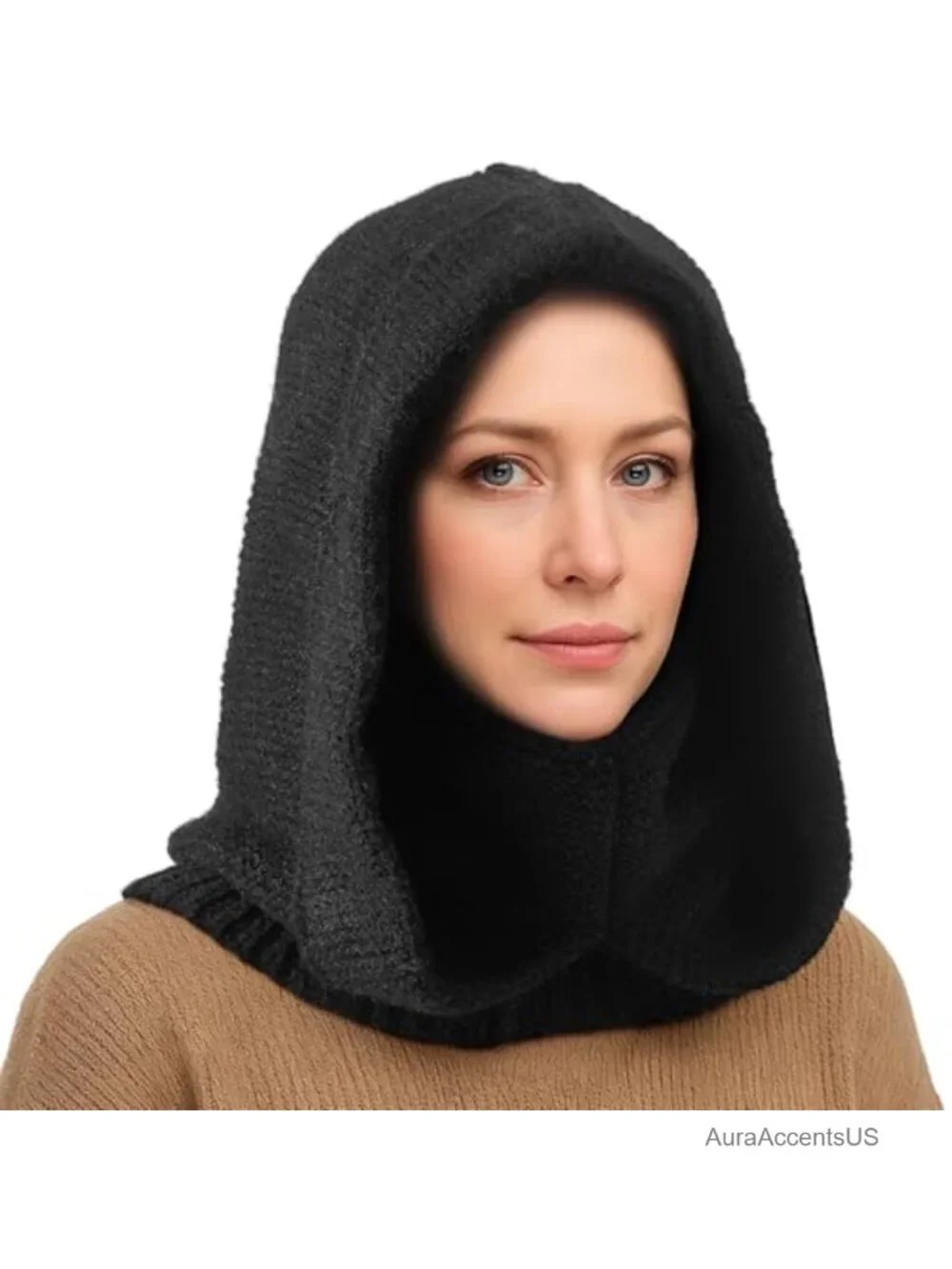 Knit Hooded Scarf Balaclava Winter Hat Women Men Outdoor Sports Warm Neck Gaiter